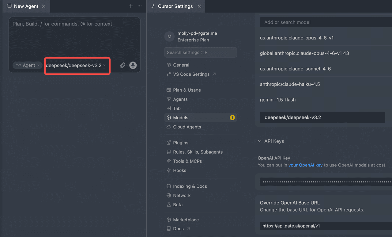 Screenshot of the Cursor model selector